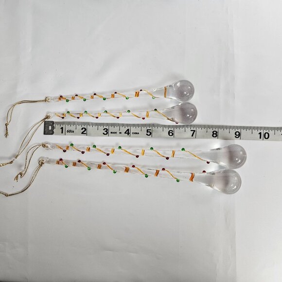 Acrylic Teardrop Icicle Christmas Ornaments with Festive Detailing Set of 6 - Picture 4 of 6